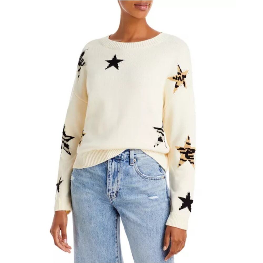 Rails Sweater Womens Large Perci Neutral Animal Star Ivory Boxy‎ Casual Crewneck